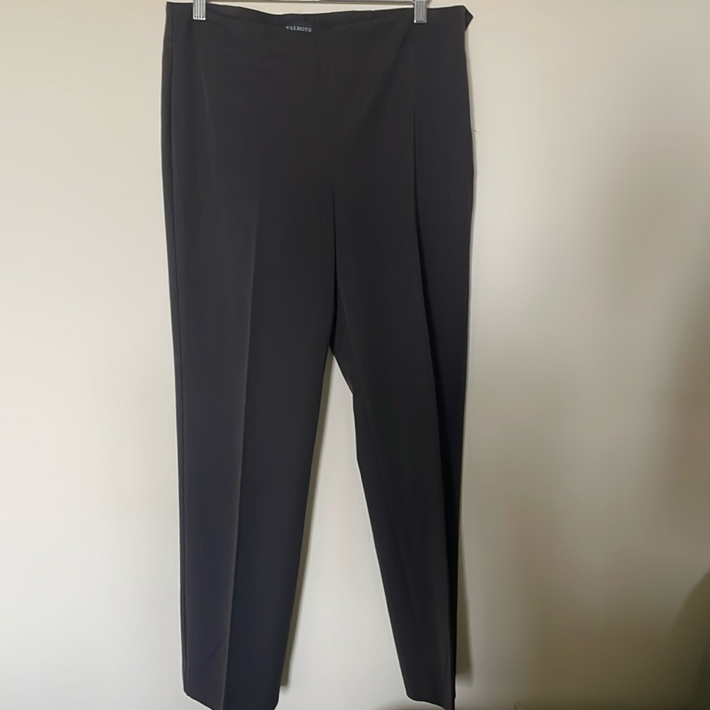 Talbots dark brown, straight leg, side zip pants